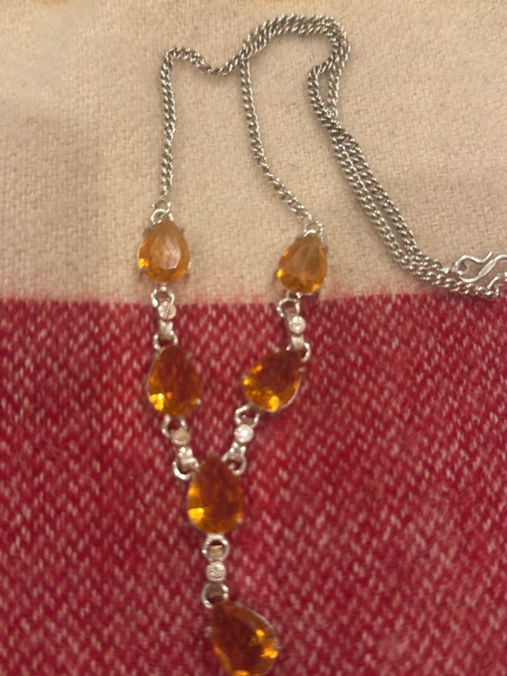Vintage sterling silver yellow citrine necklace